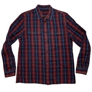 Vince Flannel Button Down Red Blue Mens Size Large